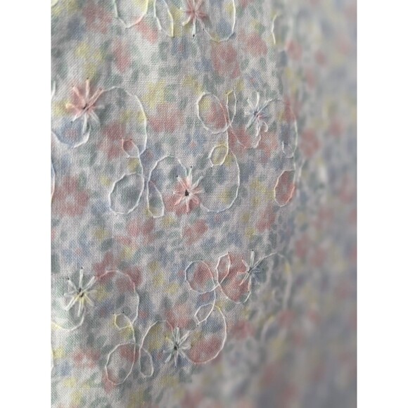 100% Cotton Pastel Summer Pearl Snap Embroidered Floral Shirt Sz 18 3/4 Sleeve - Picture 5 of 14